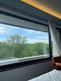 Große Fenster mit etwas Aussicht aufs Grüne