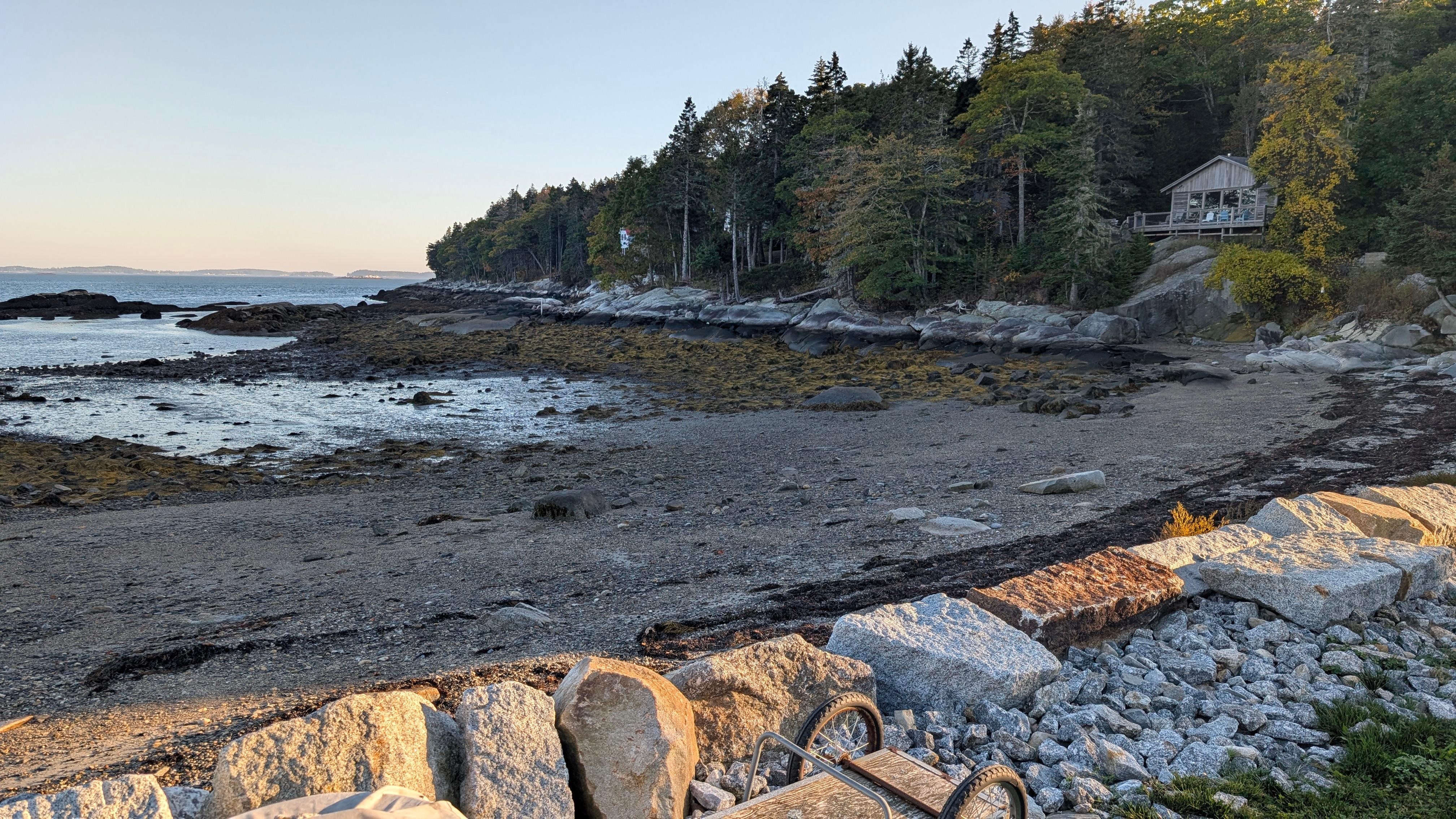 Low tide in front of the Adirondack chairs