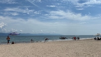 Vu de la mer à partir de l’hôtel.