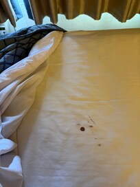Dried blood found on bedding.