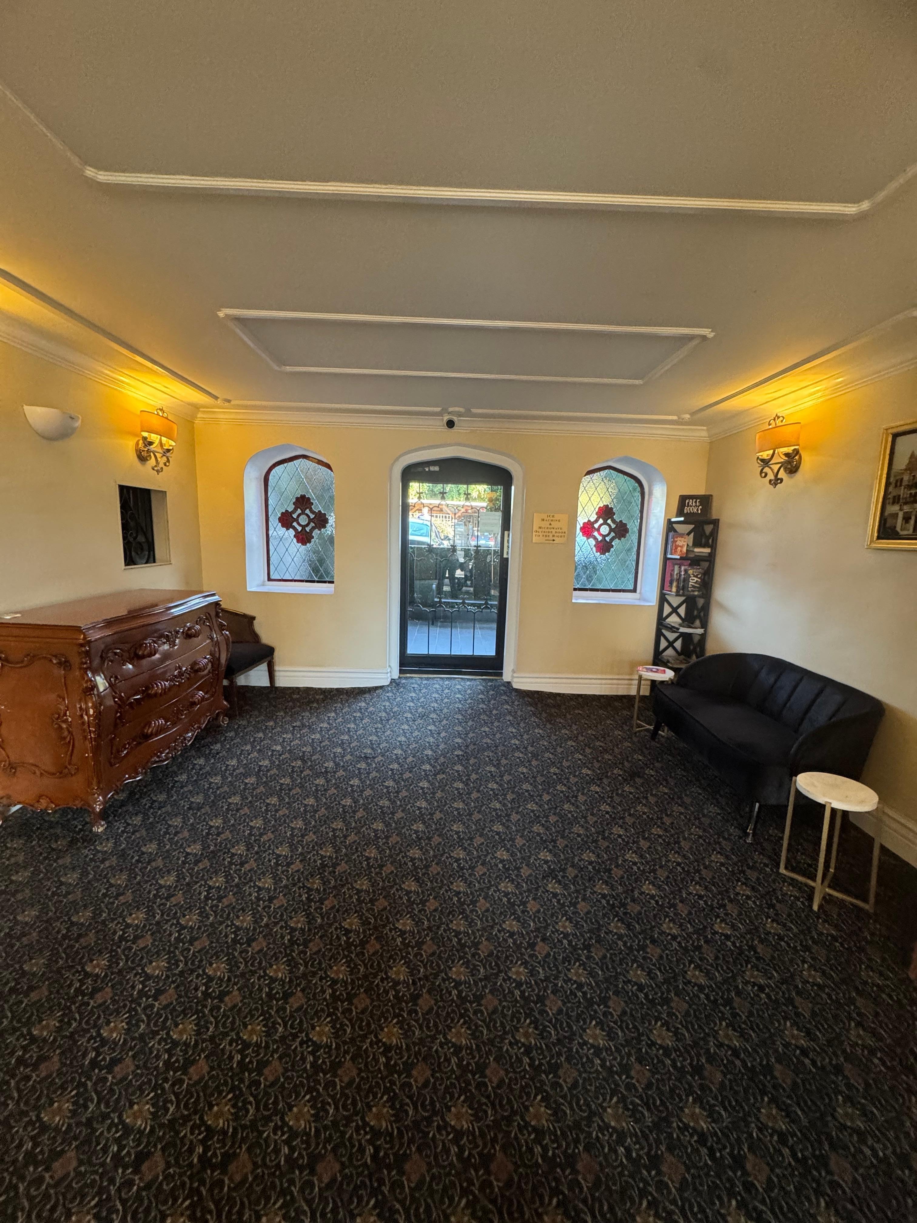 Adjacent to lobby