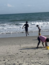The birthday girl enjoyed her day at the beach