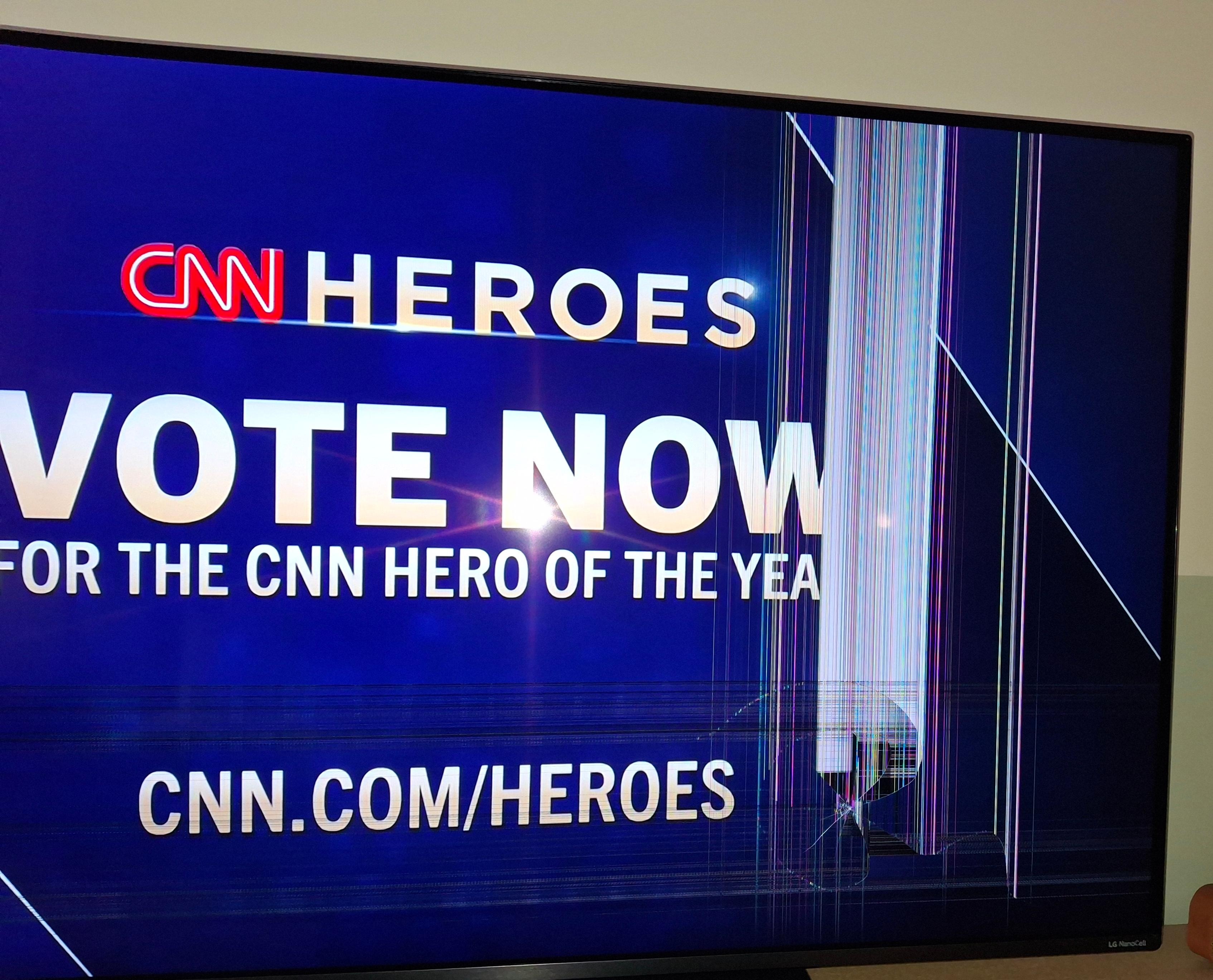 Broken TV and "view" from room.