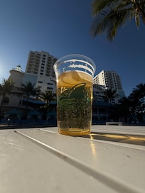 Beer by the pool.