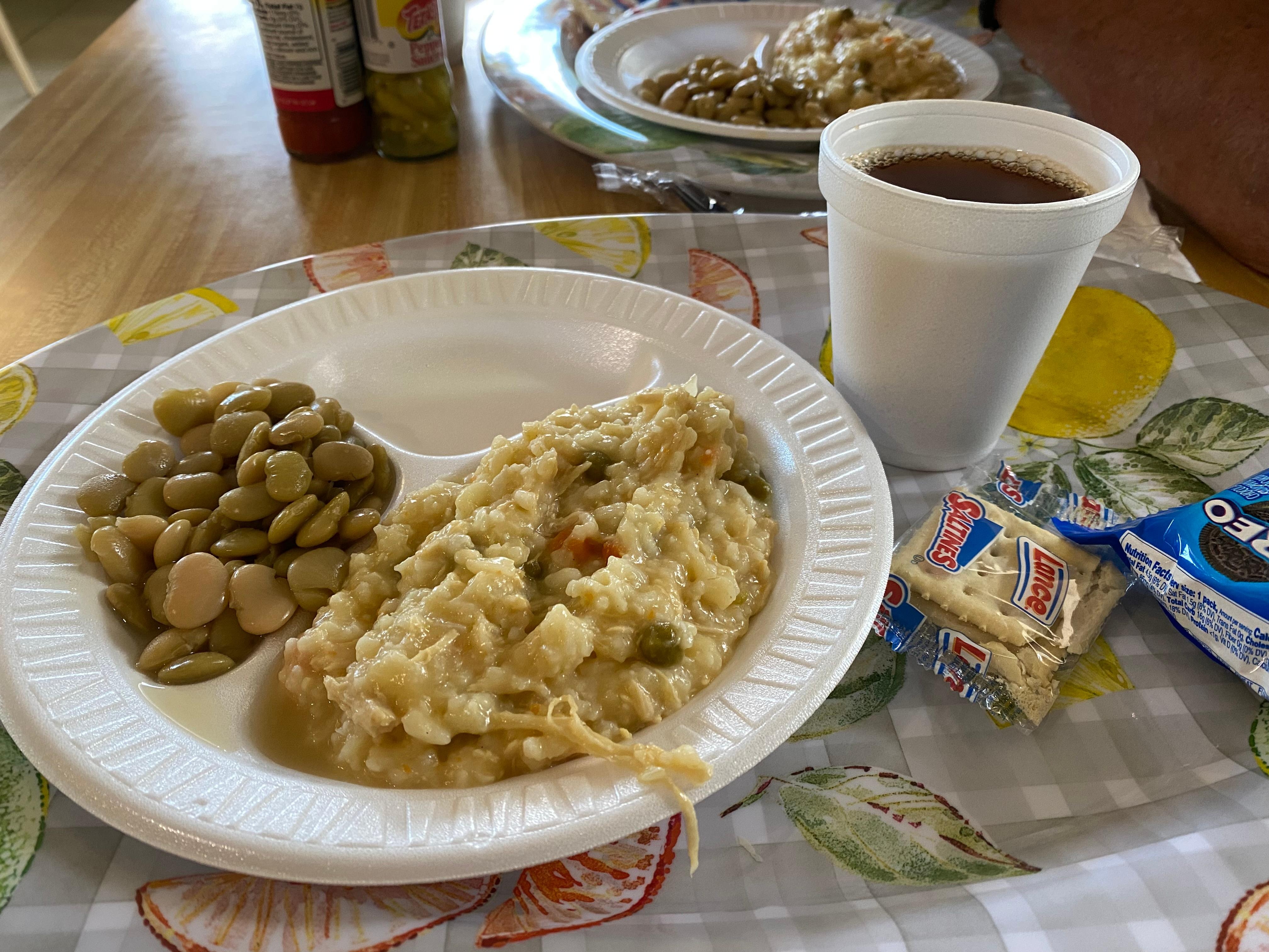 Souther Supper-Chicken n rice, Lima beans, sweet tea!