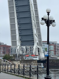 A cool sight to see the bridge lift for a tall ship coming through