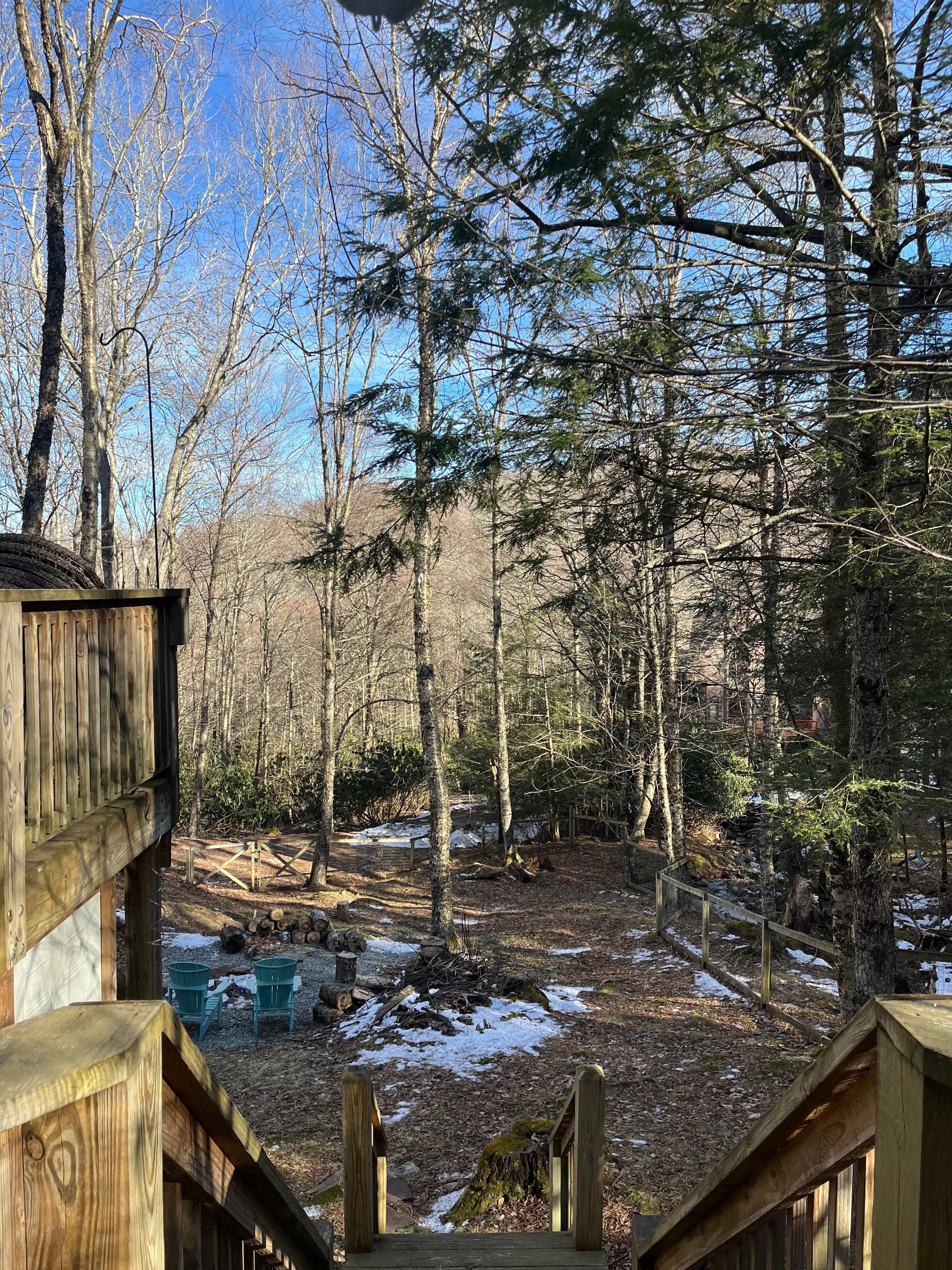 Great area for fire and plenty of room in the backyard. It also has a huge deck that we didn’t get a picture of. 