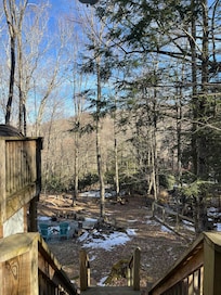 Great area for fire and plenty of room in the backyard. It also has a huge deck that we didn’t get a picture of. 