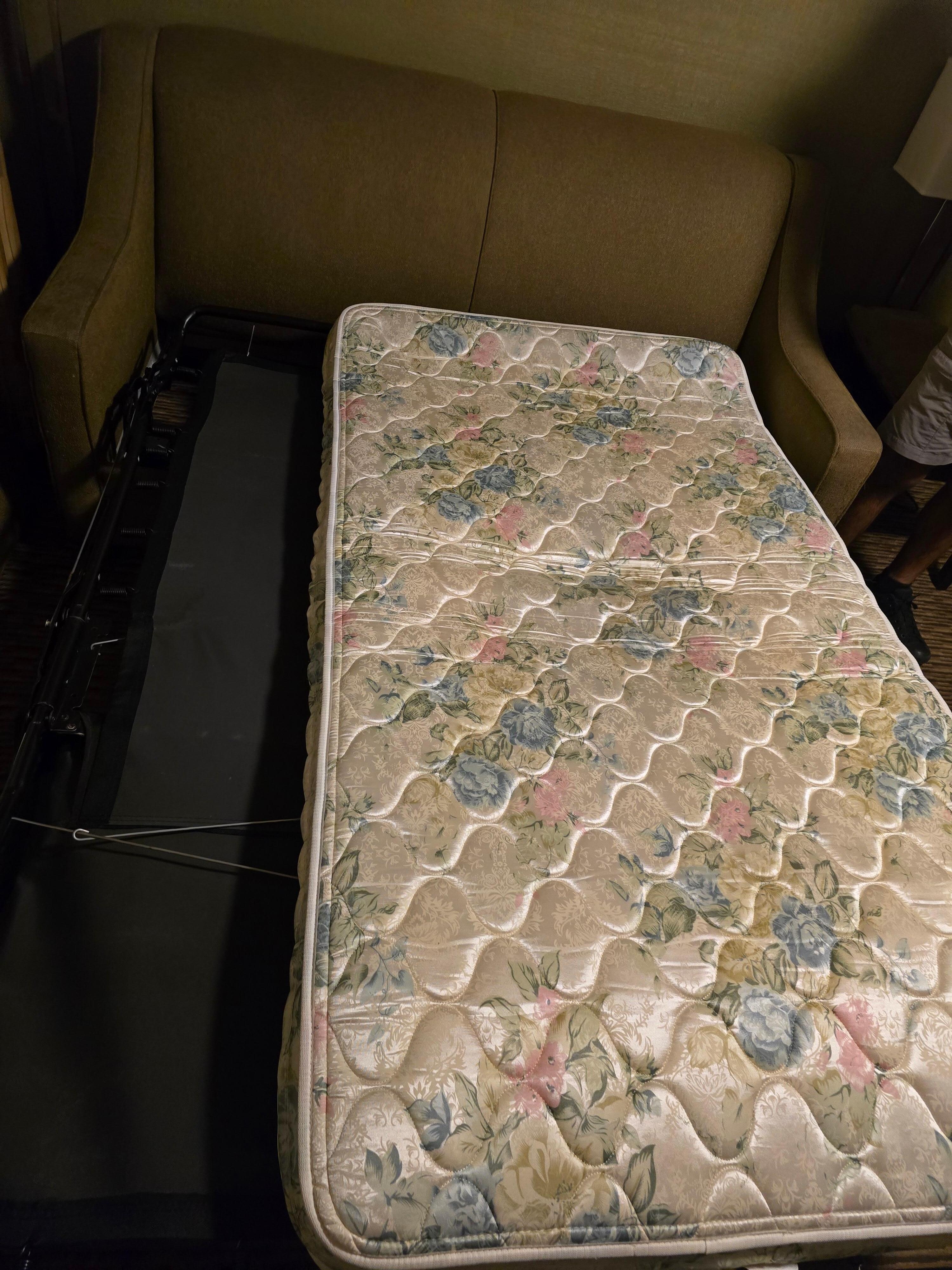 Futon mattress very small and smelly.