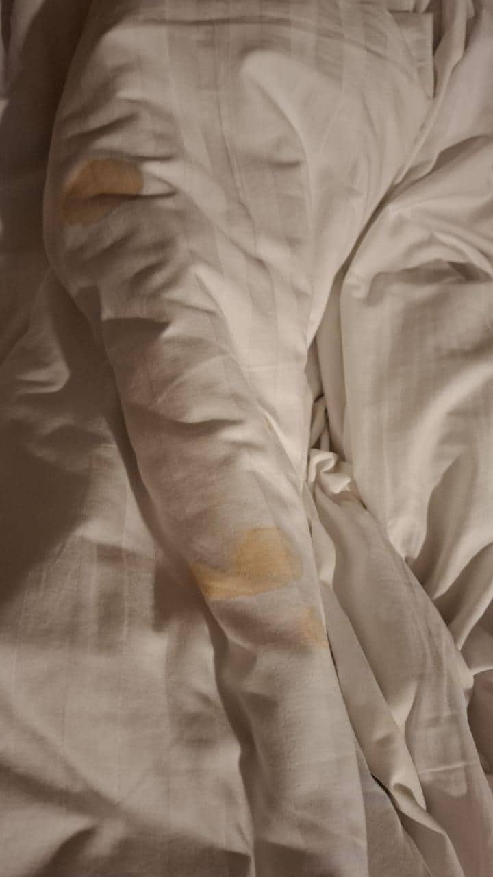 Sabanas manchadas de sangre o de cafe