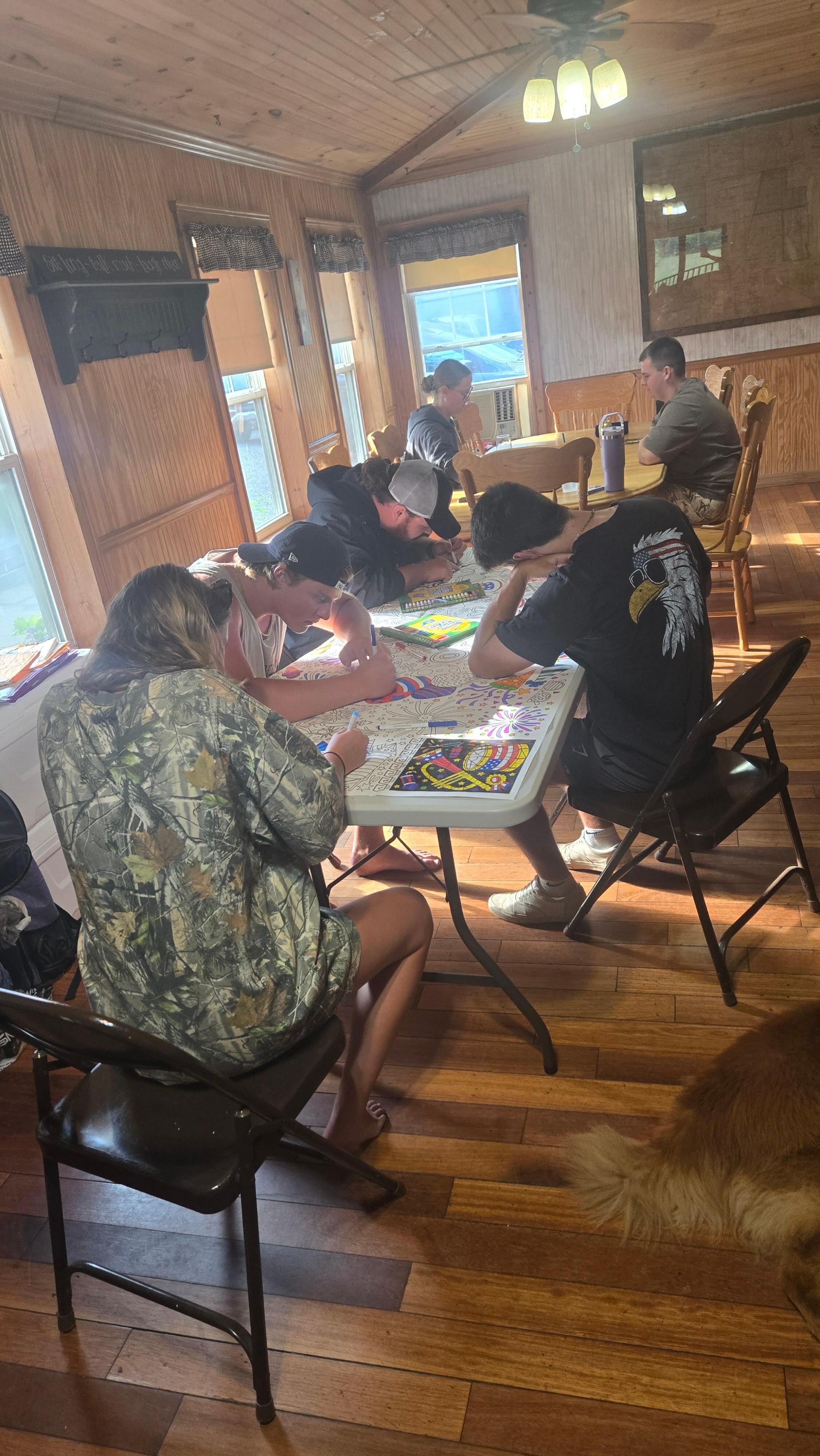 Indoor game/coloring time.