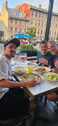 Eating at italian restaurant in old Montreal