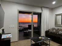 Sunset out the balcony door....