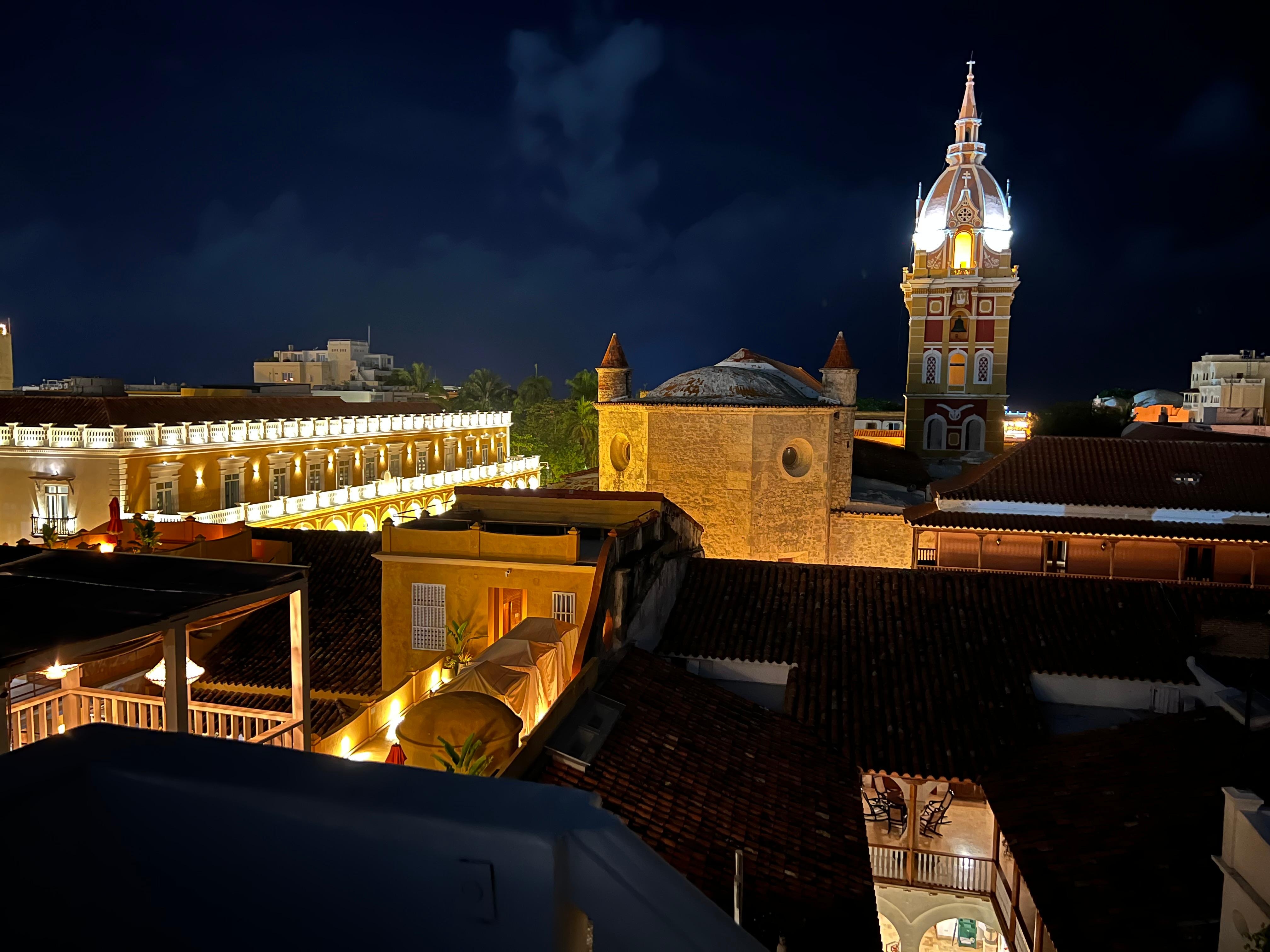 Nighttime view from rooftop
