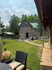 The back porch was the perfect place for calls, breaks, friend visits and lunch!