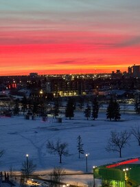 View of the sunrise from our 10th floor room (non river view room)