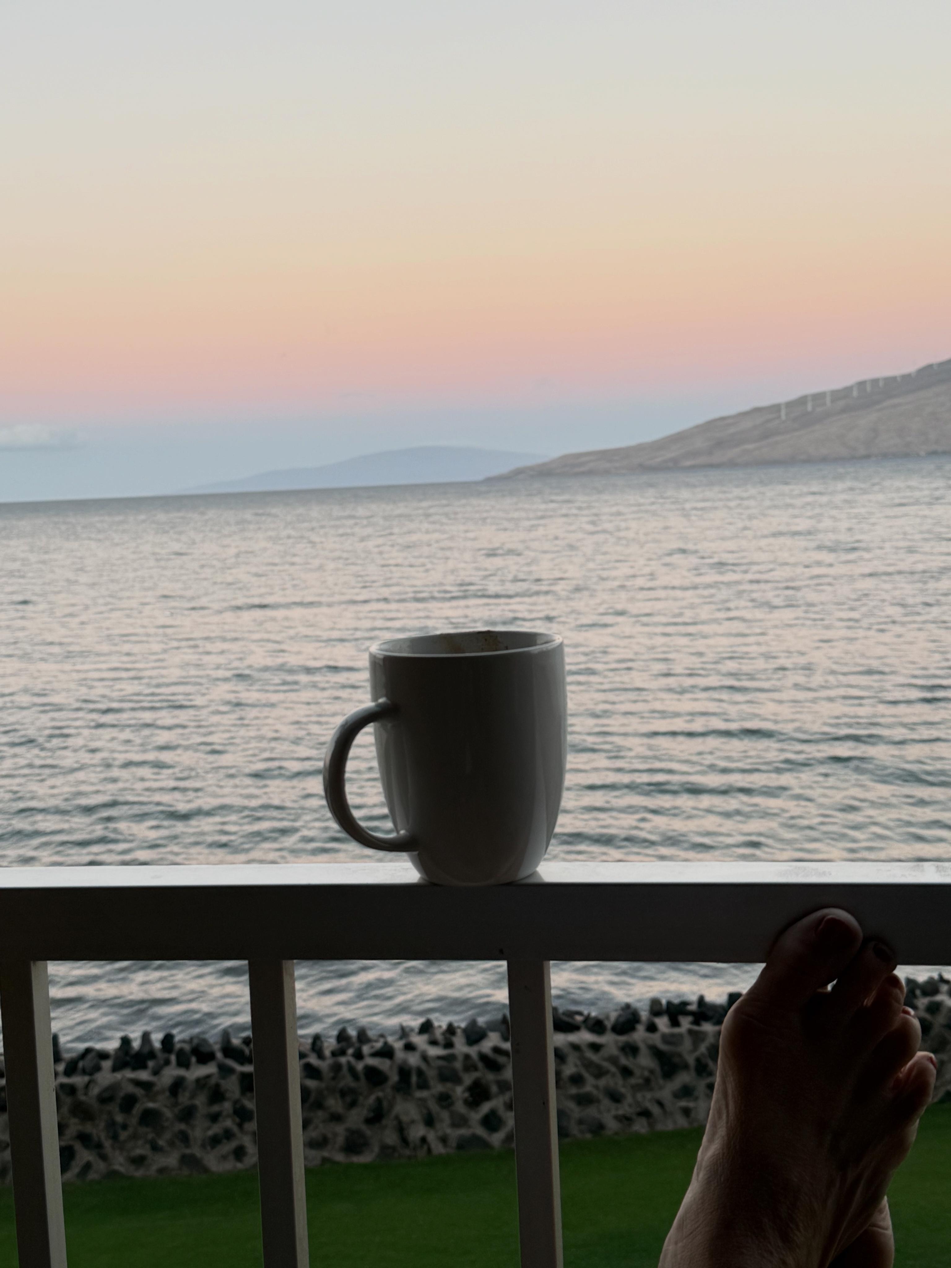 Coffee with the sunrise from the balcony