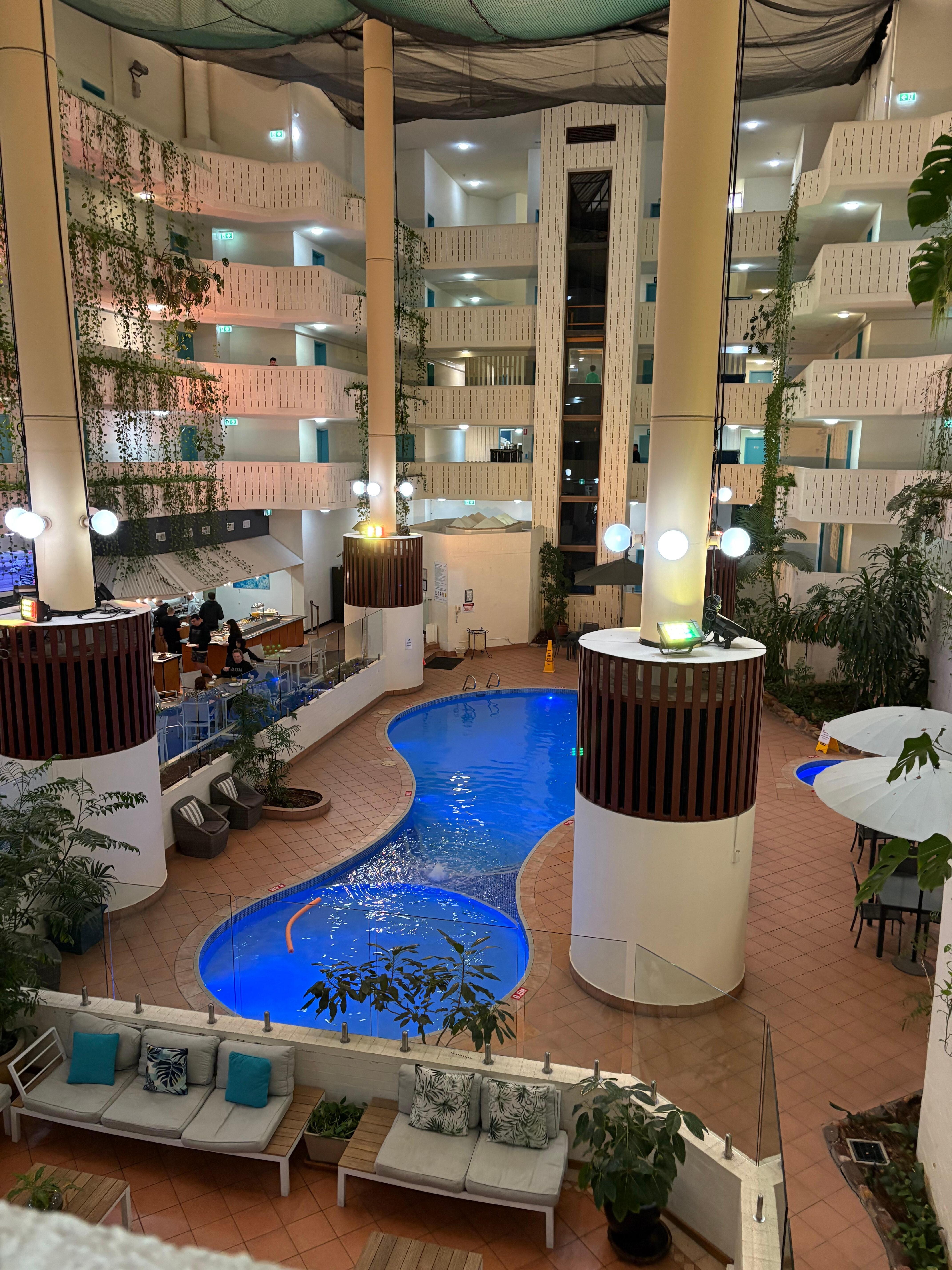 Great indoor pool and cafe/bar
