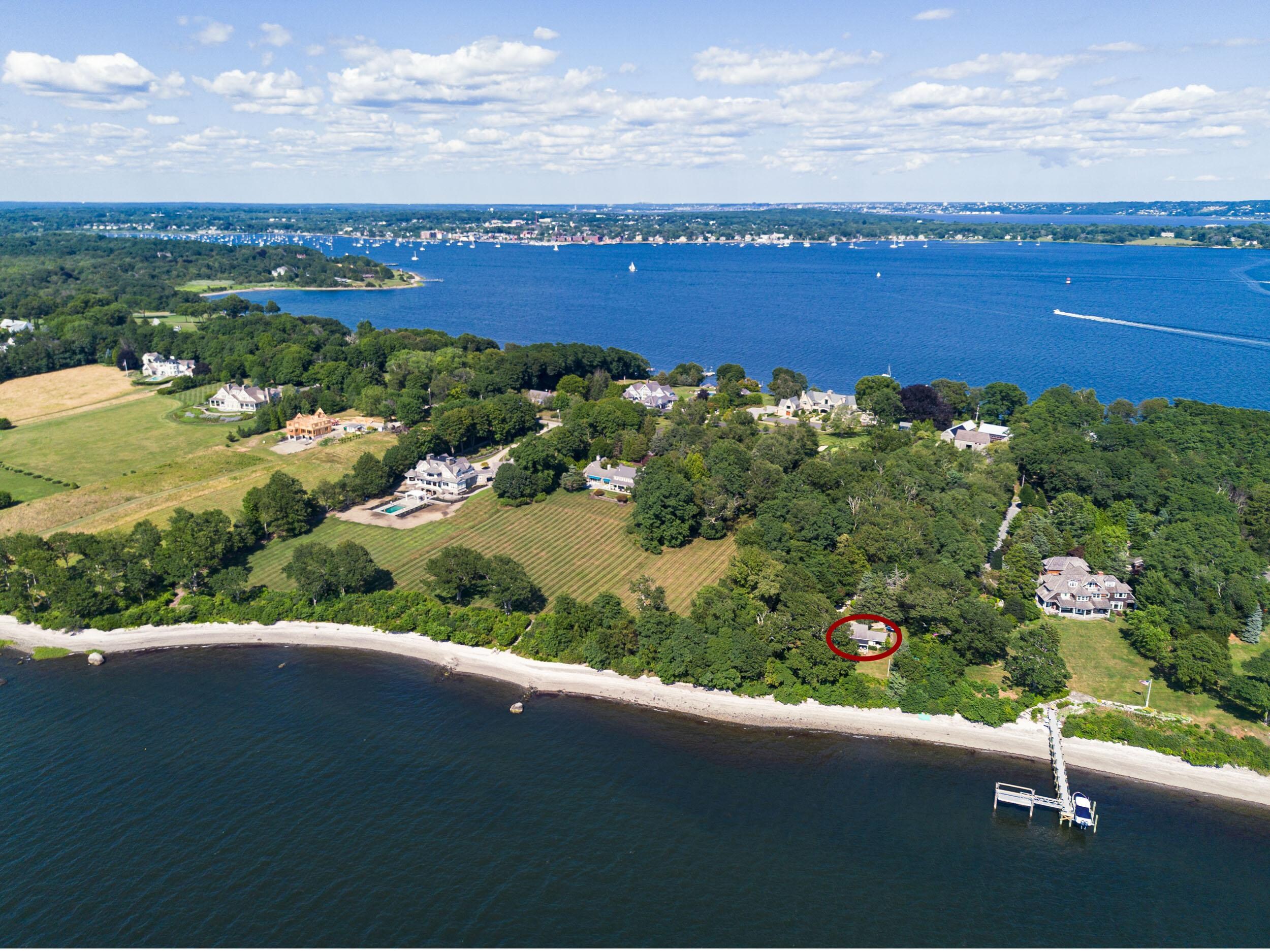 Drone shot of Poppasquash with Mushroom circled