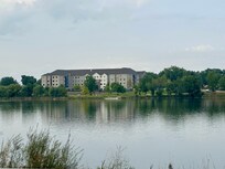 View of the hotel from across the Missouri river.