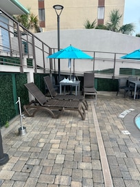 Pool deck destroyed by careless people