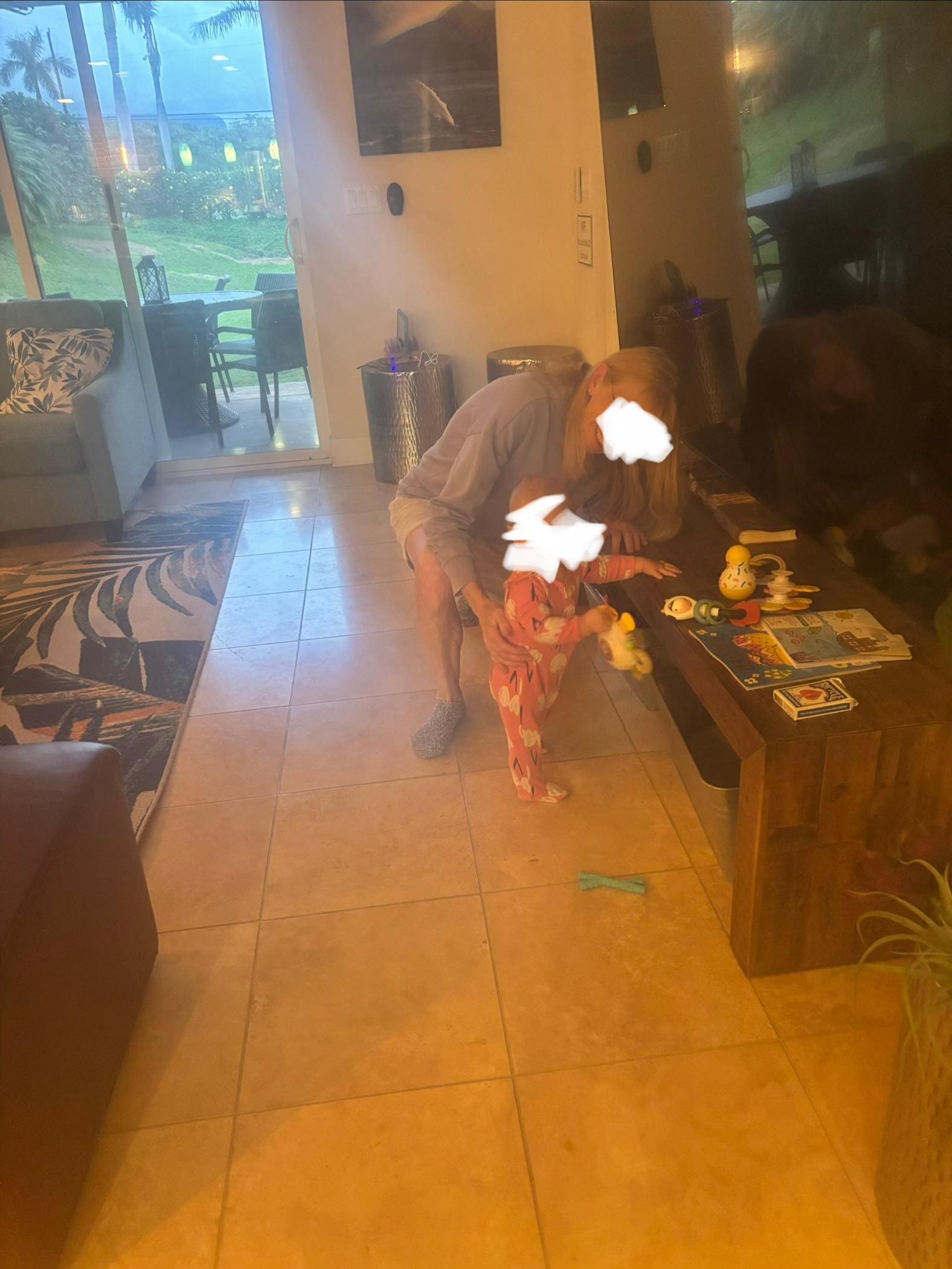 Nice, clean living room with a huge tv 