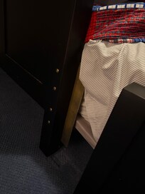 Bunk bed broken. Safety hazard.