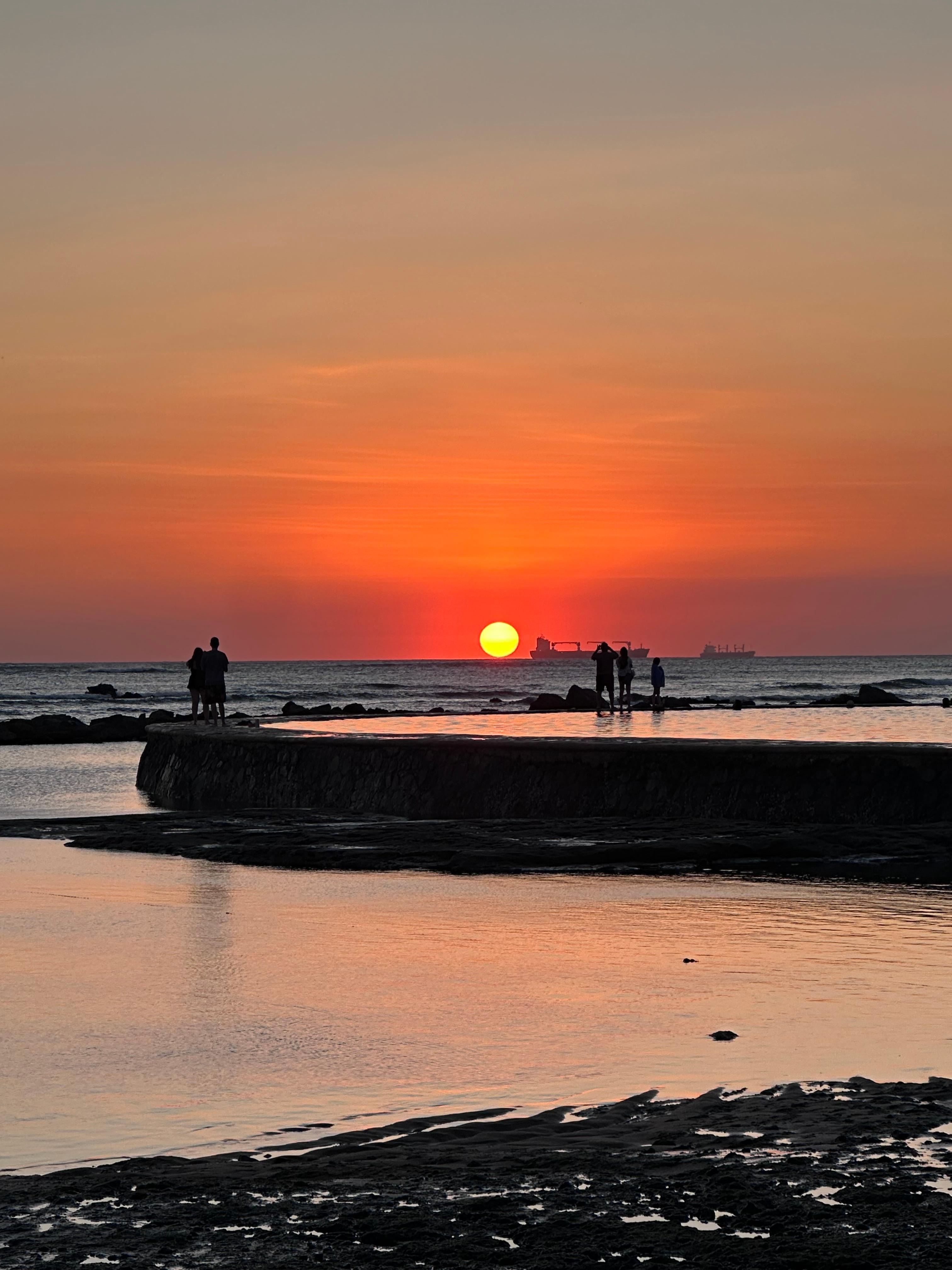 Sunset over saltwater pool