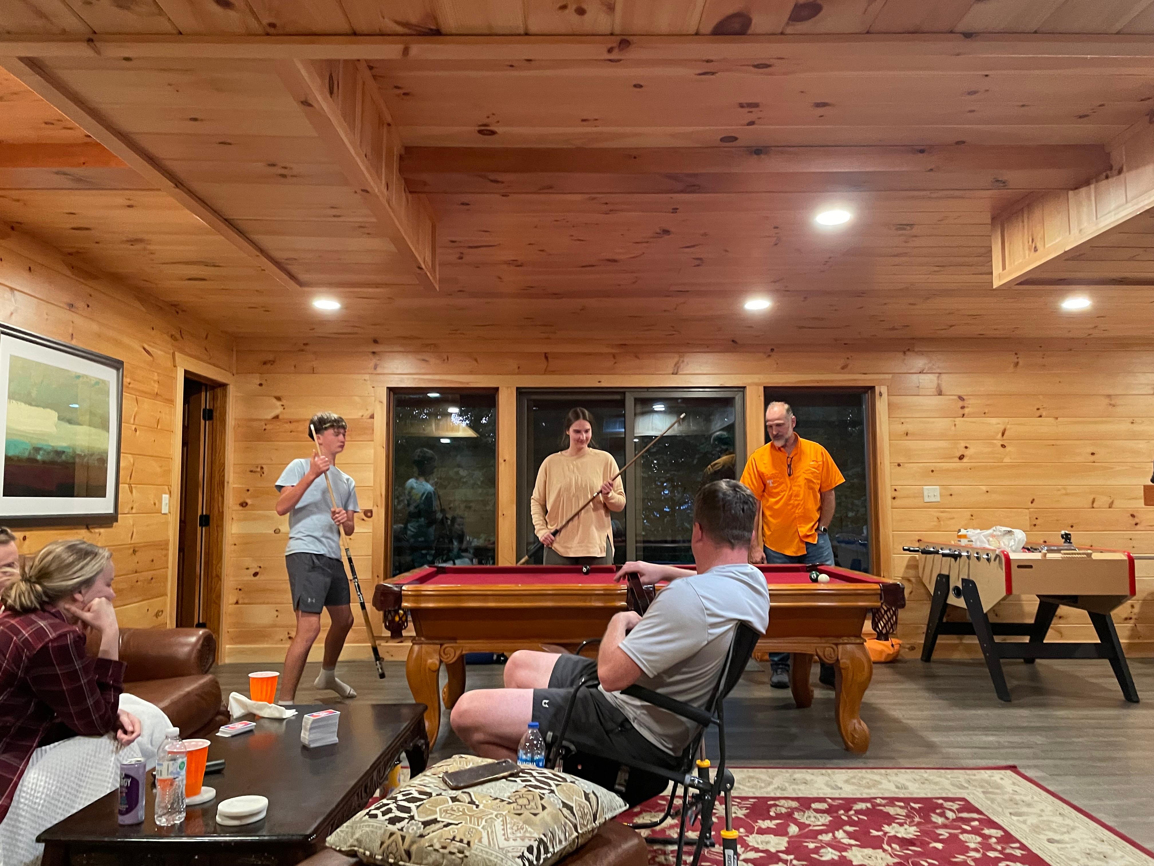 Cards and pool time downstairs. 