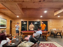 Cards and pool time downstairs.