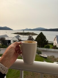 enjoying Nespresso in the morning
