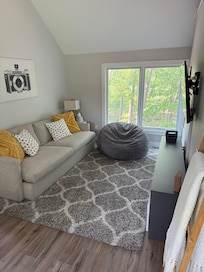 Able to sit around and stream the Pacers game on the large TV!