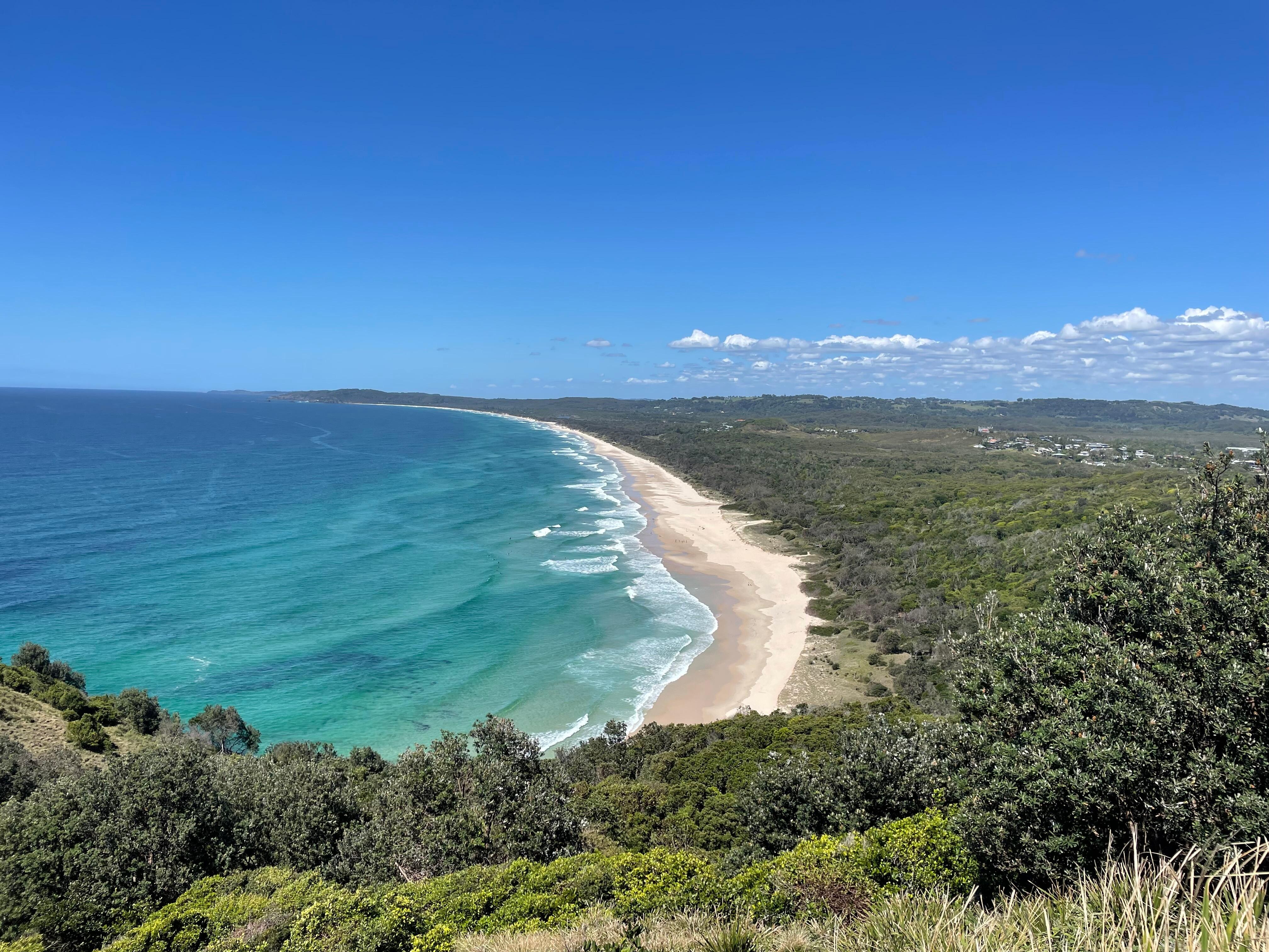 View from the top of the lighthouse .. Tallow beach 
