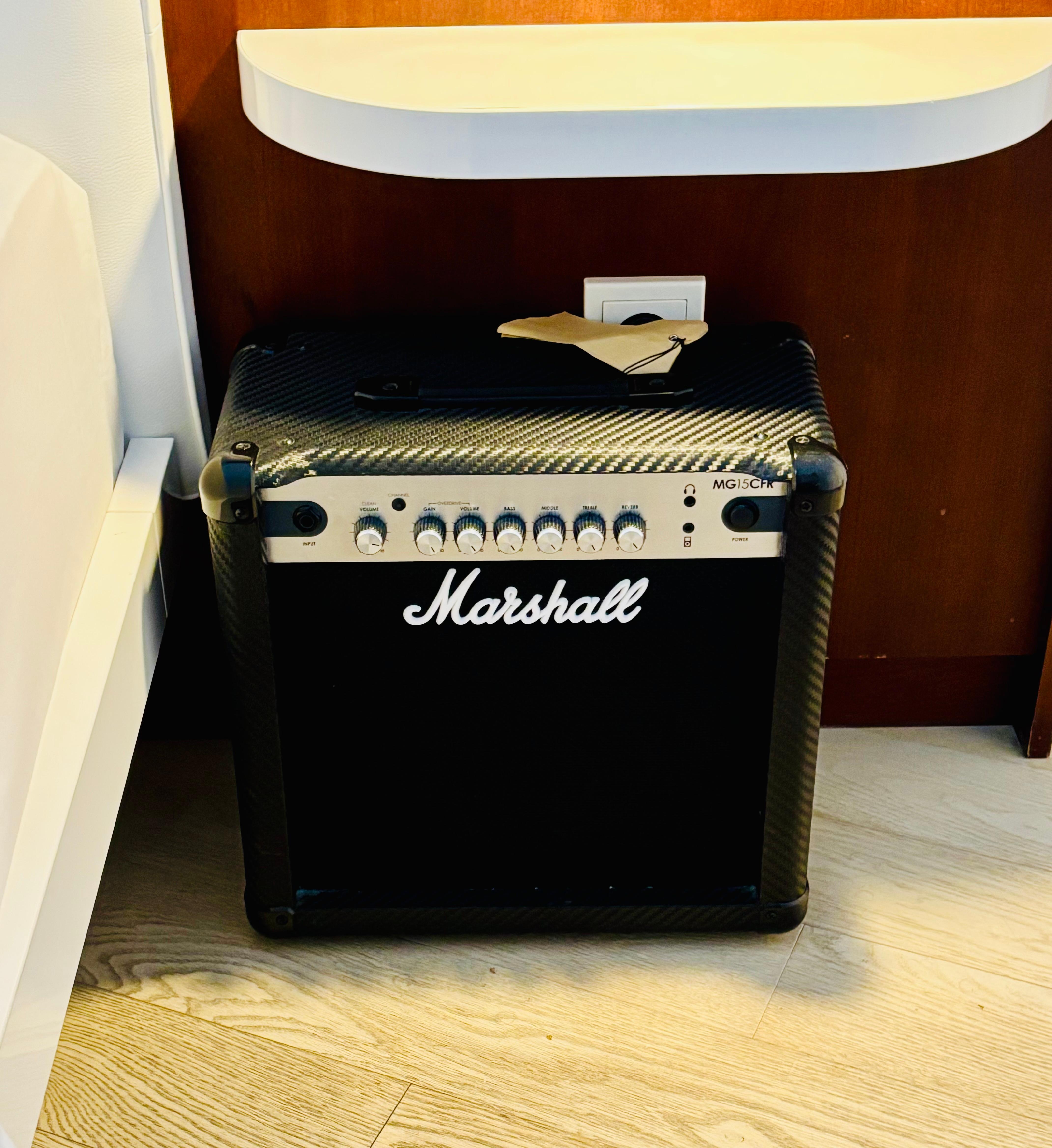 Our room had a cute little Marshall amp. Plug in, jam out. 