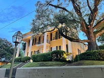 Outside view of front of Mansion early evening