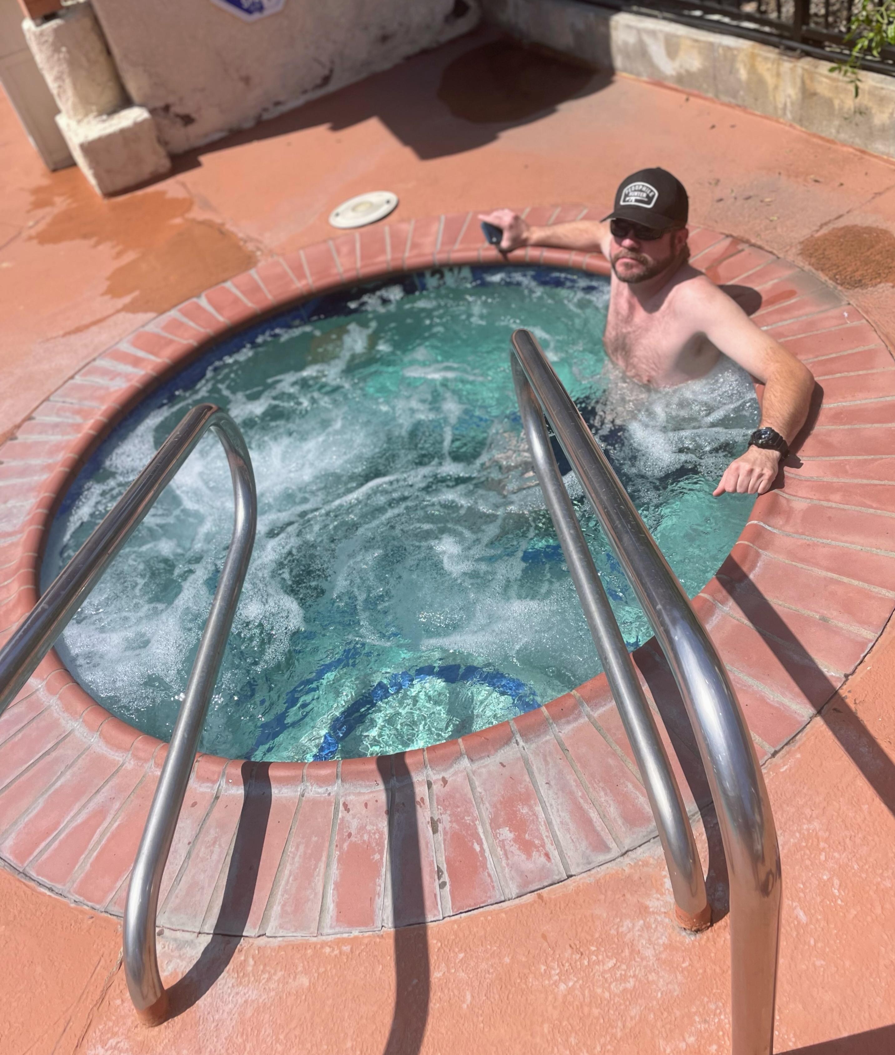 Jacuzzi area , both perfect temps
