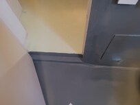 Steps into the bathroom where wife sliped before we threw down towels.