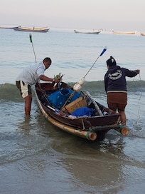 Fishing off the beach at the hotel