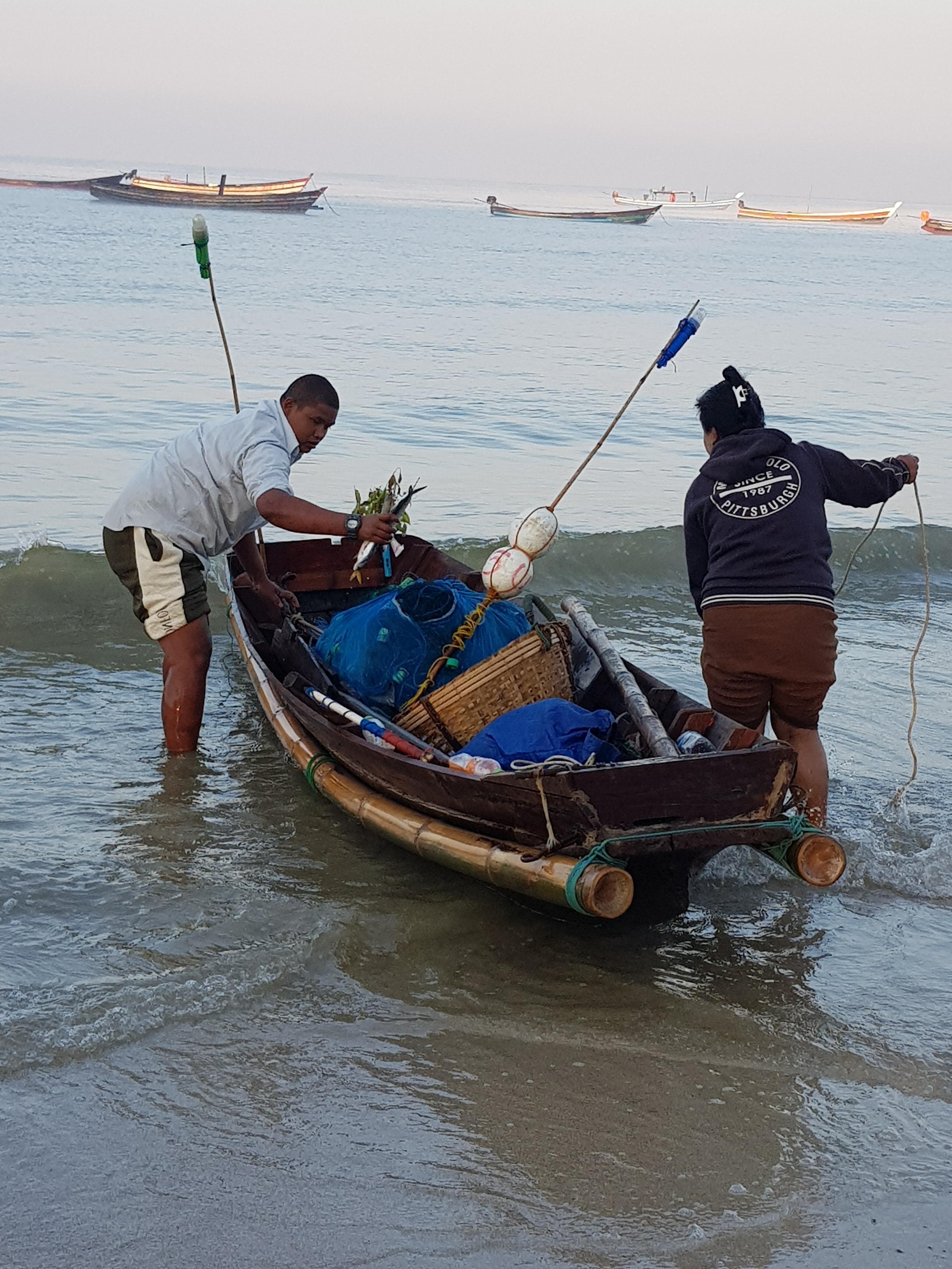 Fishing off the beach at the hotel