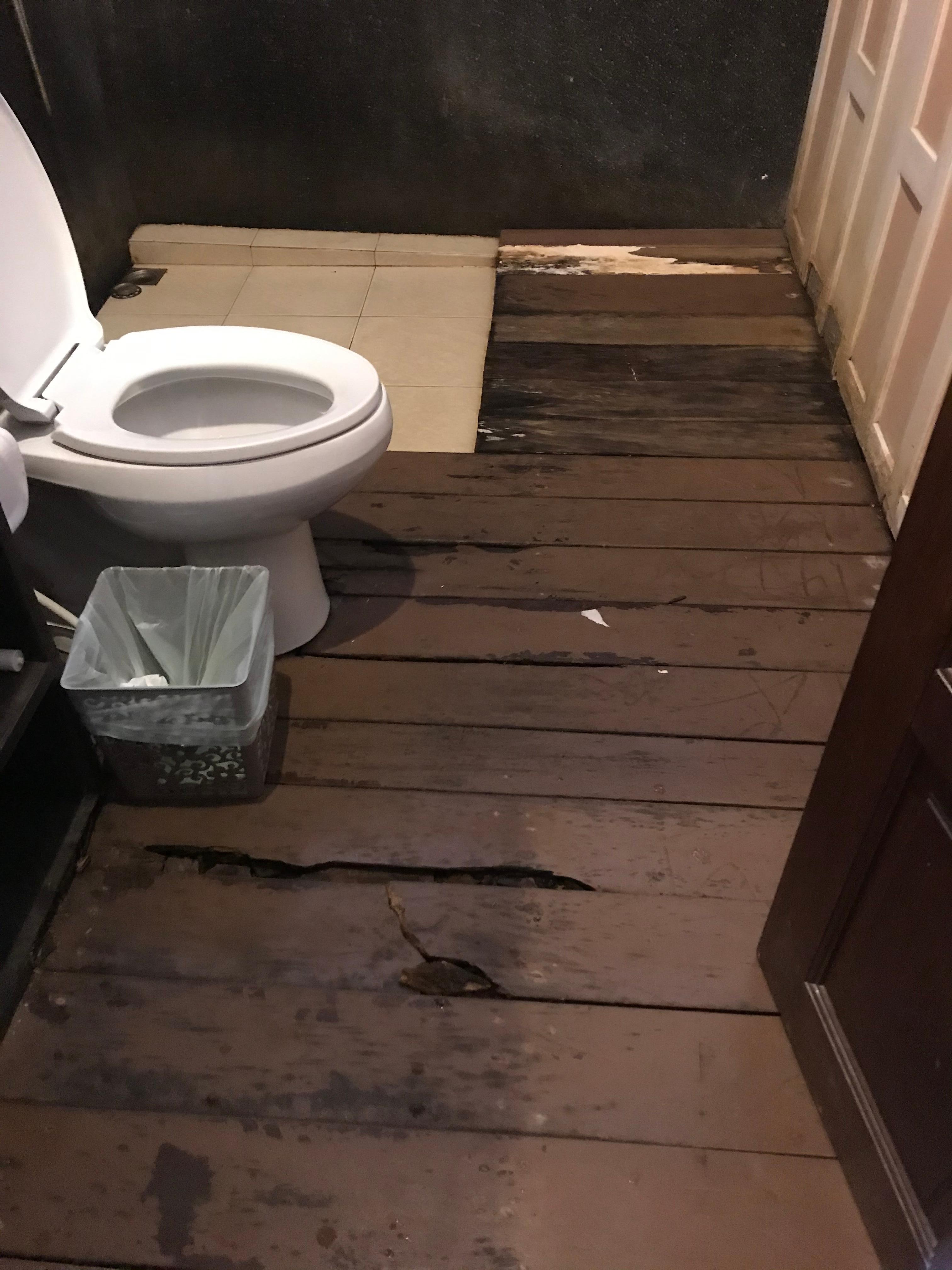 Bathroom with holes in the floor