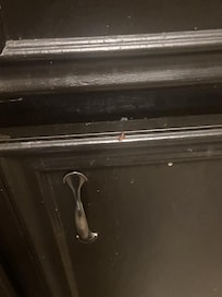 Dried dirty food on cabinets