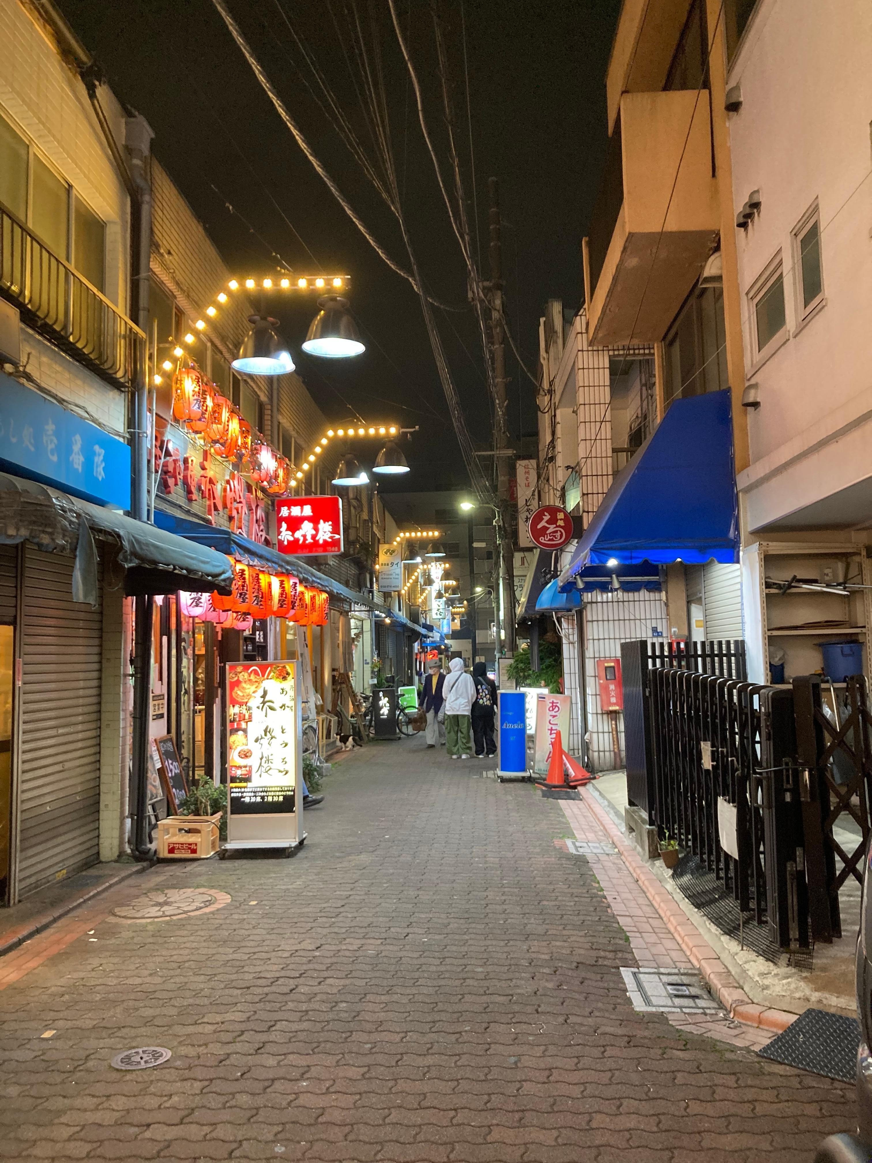 Nearby shopping arcade full of small eateries & bars