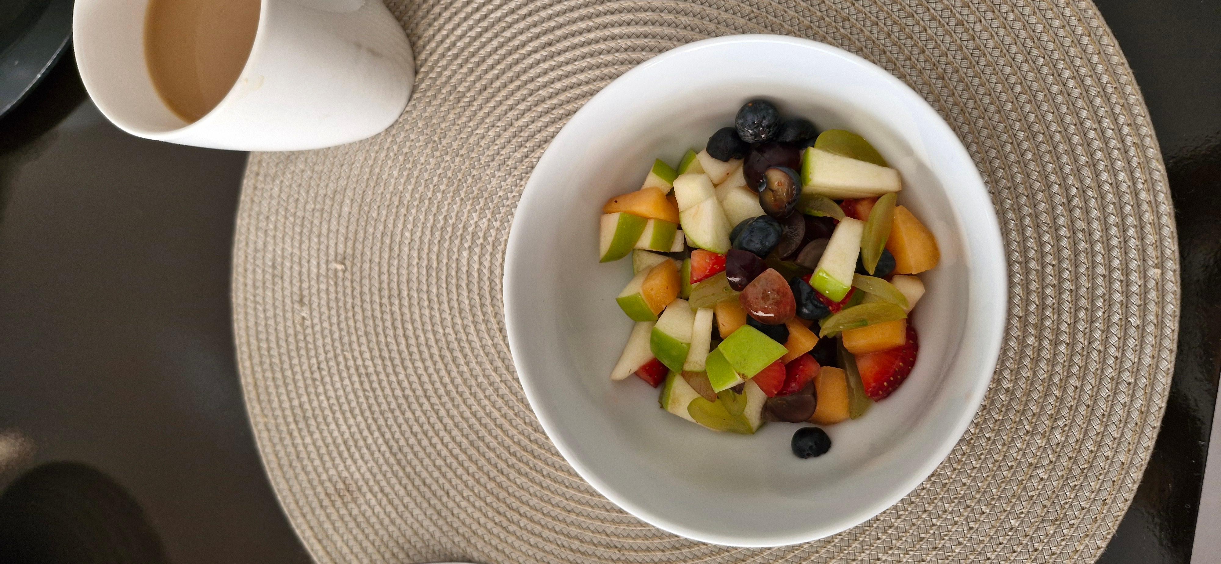 Fresh fruit salad with breakfast. 