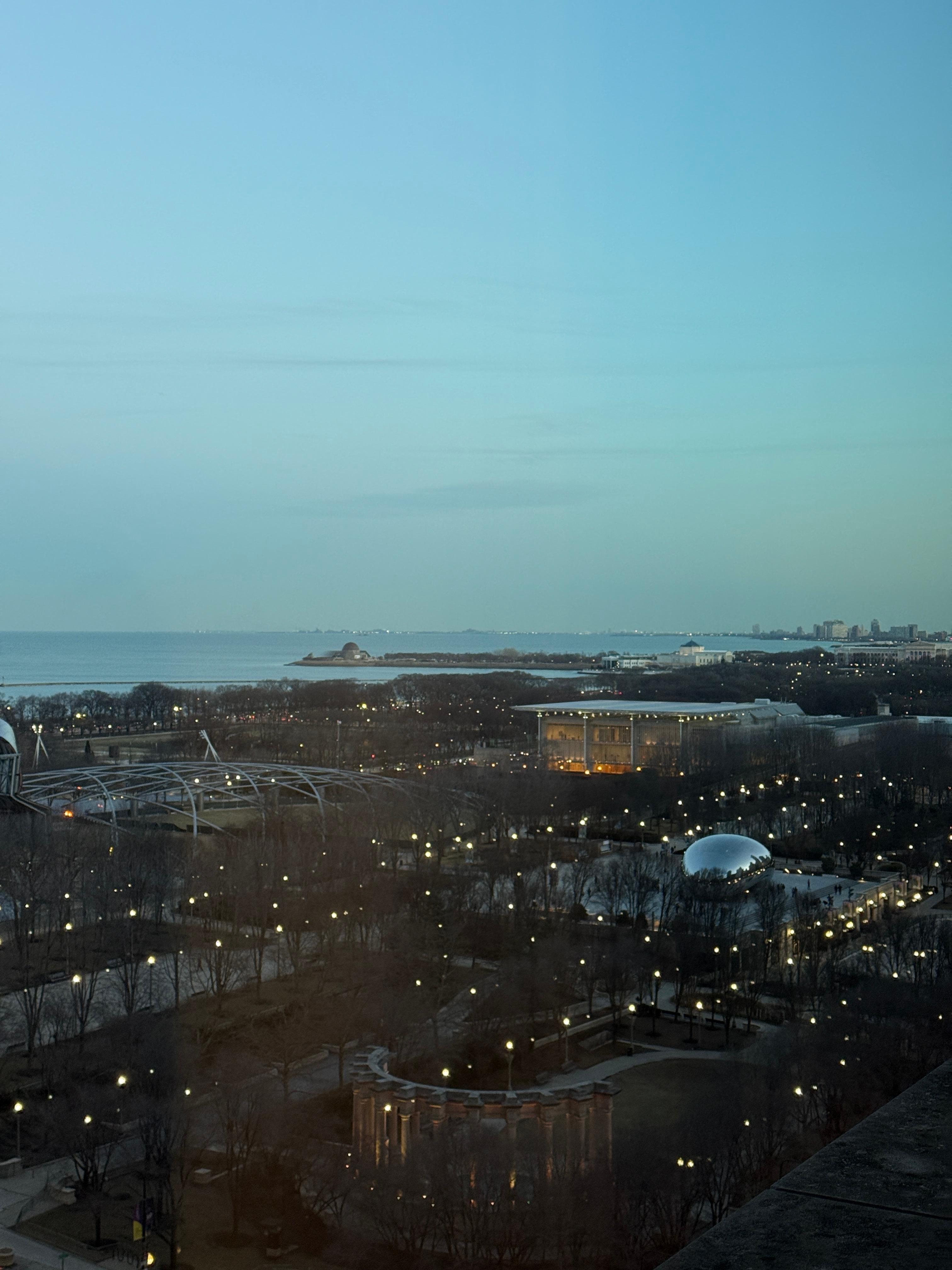 View of the Bean/Millenium Park and Lake Michigan from room 1313.