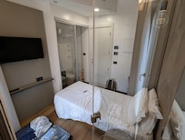 View of the room, from the shower