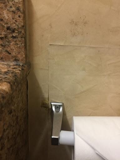 Hopefully it's just a dirty hand print and not something else that would come from the bathroom
