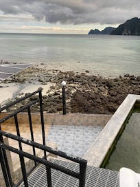 No beach, even though the hotel is next to the sea.