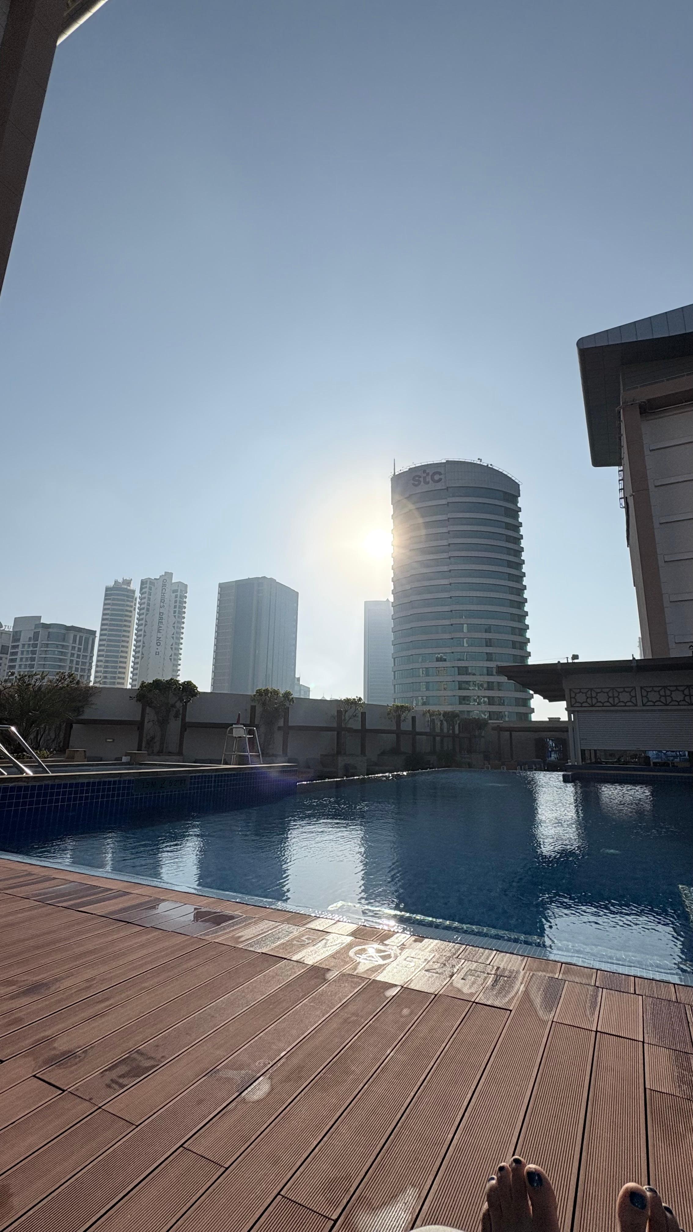 Rooftop pool and hot tub