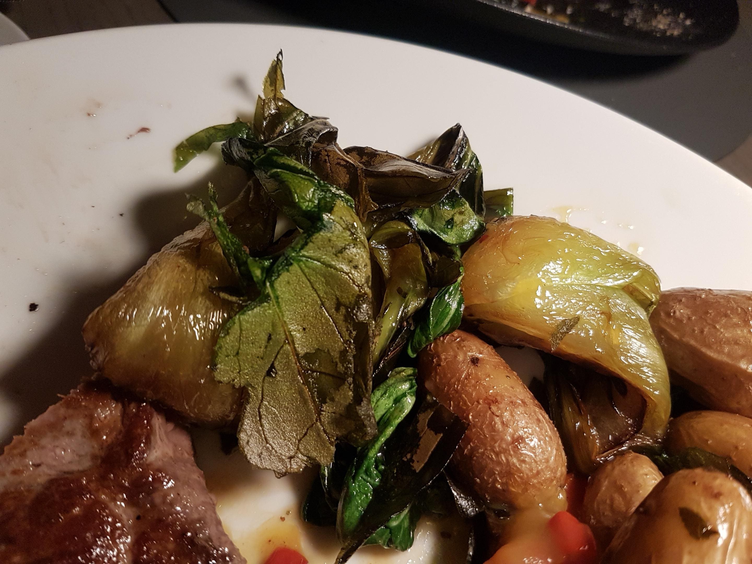 main course vegetables are burnt