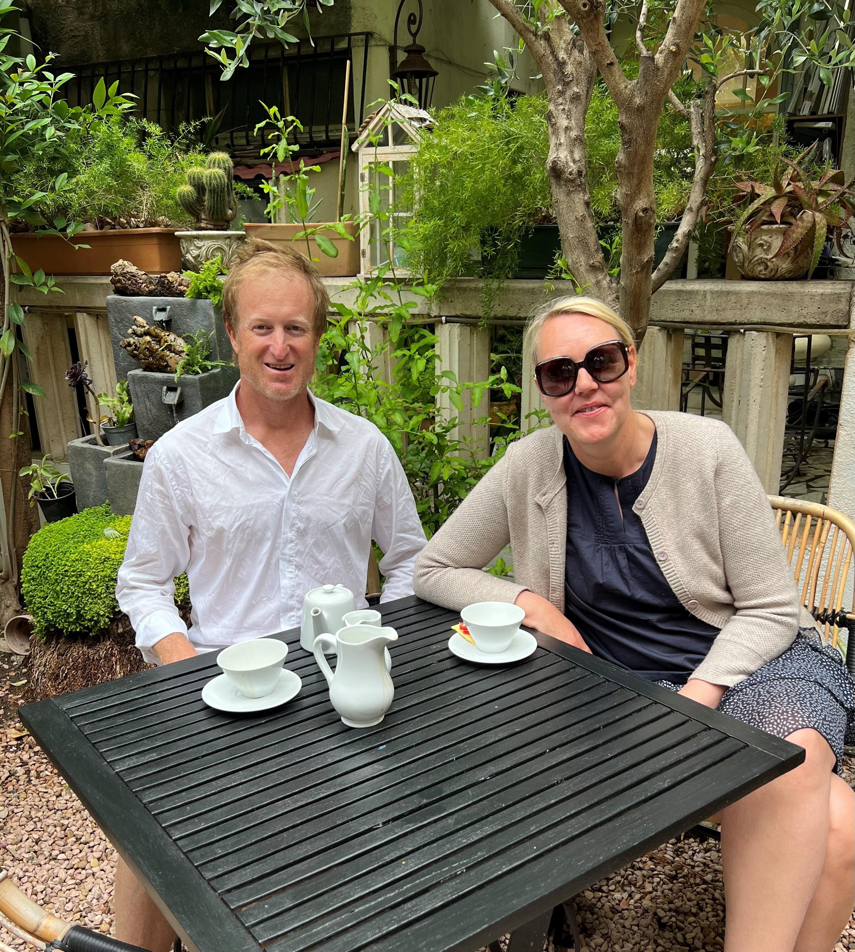 Breakfast in the lovely garden.